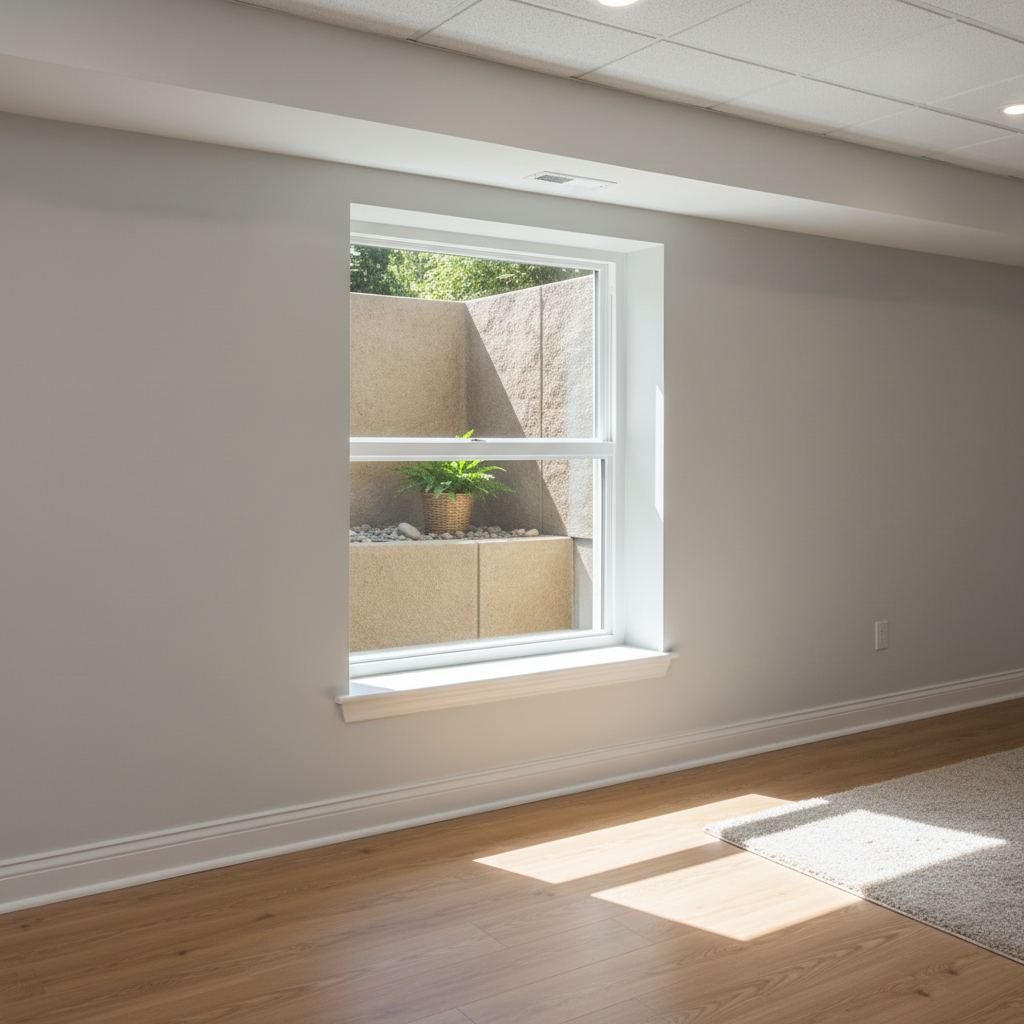 48 x 60 Slider egress window installed in finished basement