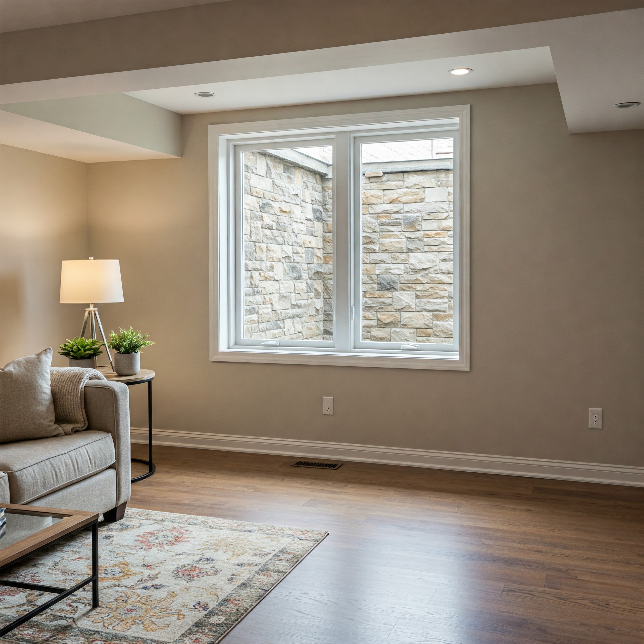 Beautiful egress window installed in finished basement