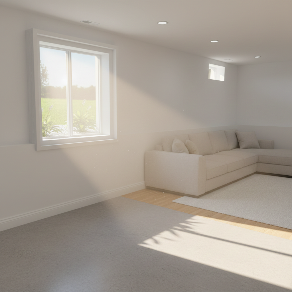 Light from basement egress window